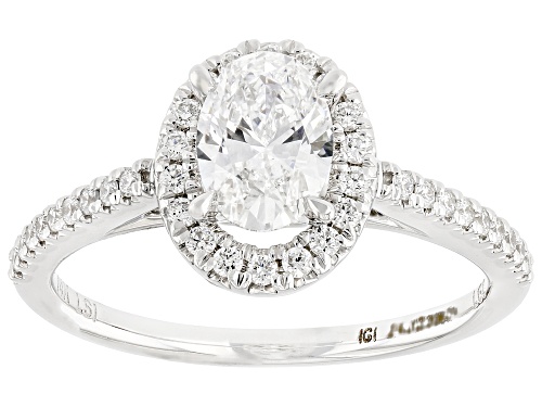 Prazana® Lab-Grown Diamonds 1.00ctw Oval And Round White Diamond 14K White Gold Halo Ring, F SI - Size 7