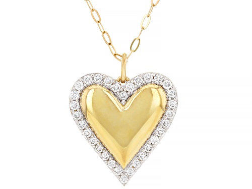 Prazana® Lab-Grown Diamonds 0.75ctw White Diamond 14k Yellow Gold Over Silver Heart Pendant, F-G SI