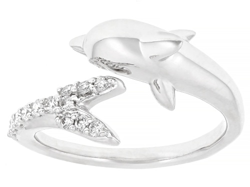 Prazana® Lab-Grown Diamonds 0.20ctw White Diamond Rhodium Over Sterling Silver Dolphin Ring, F-G SI - Size 8