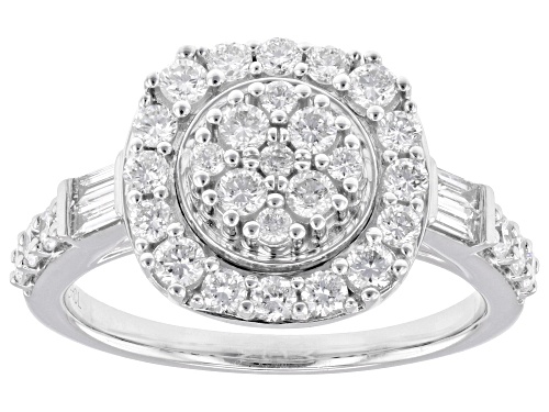 Prazana® Lab-Grown Diamonds 1.00ctw White Diamond Rhodium Over Sterling Silver Cluster Ring, F-G SI - Size 7