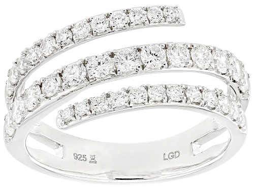 Prazana® Lab-Grown Diamonds 1.00ctw White Diamond Rhodium Over Silver Bypass Ring, H SI1 - Size 6