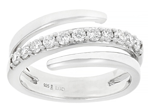 Prazana® Lab-Grown Diamonds 0.50ctw White Diamond Rhodium Over Silver Bypass Ring, H SI1 - Size 6