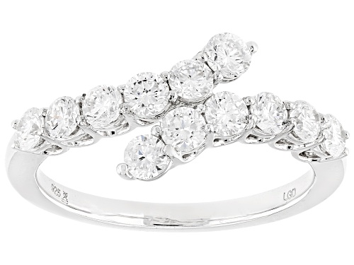 Prazana® Lab-Grown Diamonds 1.00ctw White Diamond Rhodium Over Silver Bypass Ring, H SI1 - Size 10