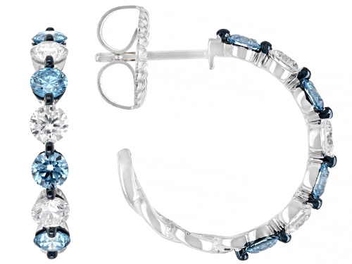 Prazana® Lab-Grown Diamonds 1.75ctw Blue and White Diamond Rhodium Over Silver Earrings, H SI1