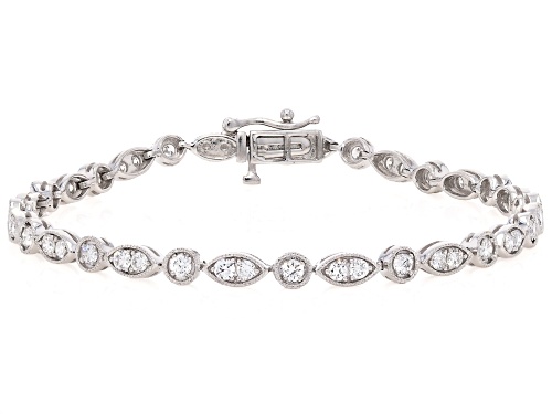 Prazana® Lab-Grown Diamonds 2.00ctw White Diamond Rhodium Over Sterling Silver Bracelet, H SI1 - Size 7