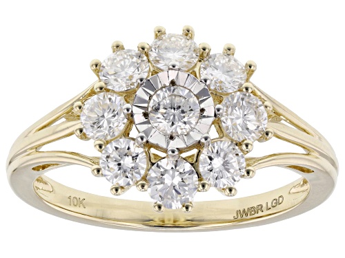 Prazana® Lab-Grown Diamonds 1.00ctw Round White Lab-Grown Diamond 10k Yellow Gold Cluster Ring, H SI - Size 5