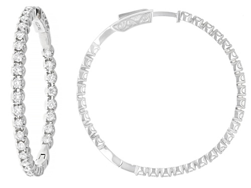 Prazana® Lab-Grown Diamonds 3.00ctw Round White Diamond 14k White Gold Hoop Earrings, F SI2