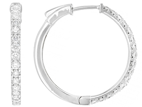 Prazana® Lab-Grown Diamonds 1.00ctw White Diamond Rhodium Over Sterling Silver Hoop Earrings, H SI