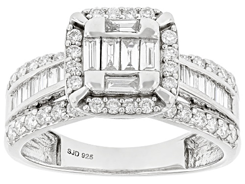 Prazana® Lab-Grown Diamonds 1.00ctw White Diamond Rhodium Over Sterling Silver Ring, G-H SI - Size 8