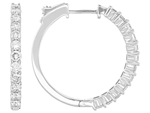 Prazana® Lab-Grown Diamonds 1.70ctw White Diamond Rhodium Over Silver Hoop Earrings, G-H SI