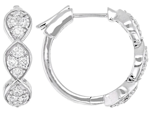 Prazana® Lab-Grown Diamonds 1.00ctw White Diamond Rhodium Over Sterling Silver Hoop Earrings G-H VVS