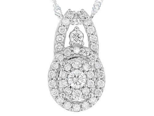 Prazana® Lab-Grown Diamonds 0.75ctw White Diamond Rhodium Over Sterling Silver Pendant, G-H SI