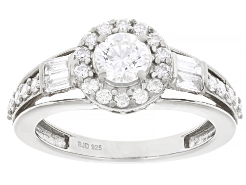 Prazana® Lab-Grown Diamonds 1.00ctw White Diamond Rhodium Over Sterling Silver Halo Ring, G-H SI - Size 9