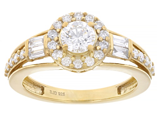 Prazana® Lab-Grown Diamonds 1.00ctw White Diamond 14K Yellow Gold Over Silver Halo Ring, G-H SI - Size 9