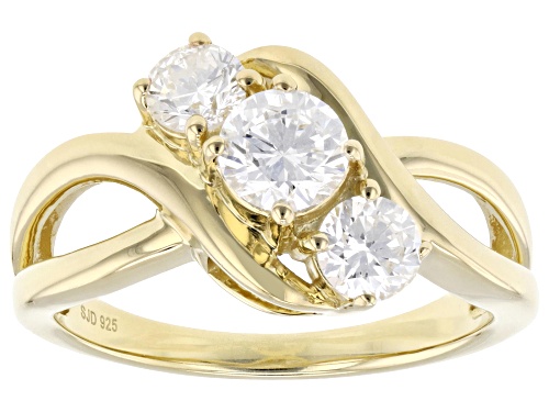 Prazana® Lab-Grown Diamonds 1.00ctw White Diamond 14K Yellow Gold Over Silver 3-Stone Ring, G-H SI - Size 7