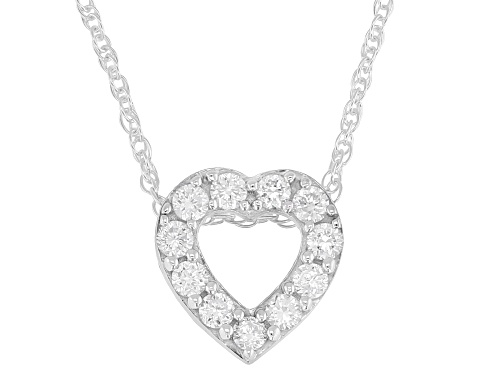Prazana® Lab-Grown Diamonds 0.25ctw White Diamond Rhodium Over Silver Heart Pendant, H SI