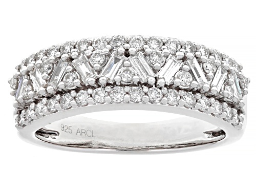 Prazana® Lab-Grown Diamonds 0.75ctw White Diamond Rhodium Over Sterling Silver Ring, F-G SI - Size 7