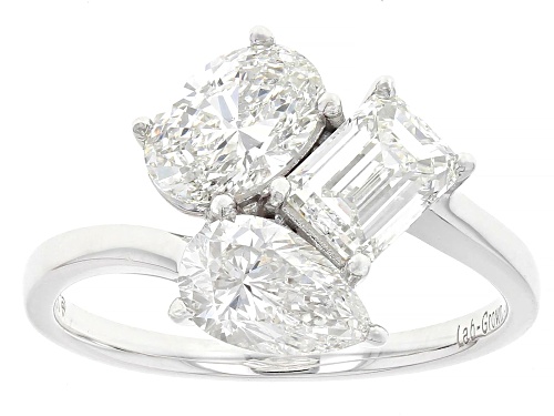 Prazana® Lab-Grown Diamonds 2.50ctw Pear, Emerald Cut & Oval White Diamond 14k White Gold Ring H SI1 - Size 6