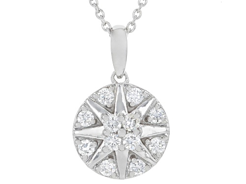 Prazana® Lab-Grown Diamonds 0.45ctw White Diamond Rhodium Over Silver Dangle Pendant, G-H VS