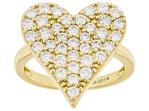 Prazana® Lab-Grown Diamonds 1.30ctw White Diamond 14K Yellow Gold Over Silver Heart Ring, H SI - Size 7