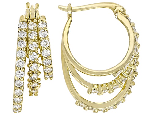 Prazana® Lab-Grown Diamonds 1.45ctw White Diamond 14K Yellow Gold Over Silver Hoop Earrings, H SI
