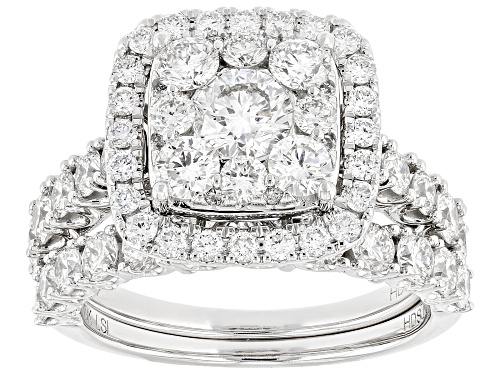Prazana® Lab-Grown Diamonds 3.00ctw White Diamond 10K White Gold Halo Ring With Band, H SI - Size 8
