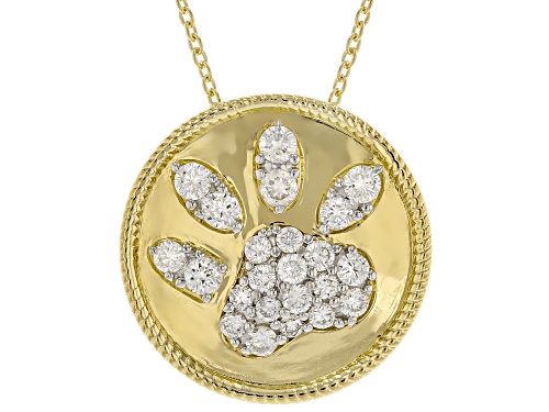 Prazana® Lab-Grown Diamonds 1.00ctw Diamond 18K Yellow Gold Over Silver Paw Print Pendant, G-H VS