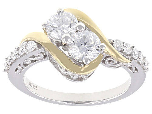 Prazana® Lab-Grown Diamonds 1.25ctw Diamond Rhodium and 14K Yellow Gold Over Silver Ring, H SI - Size 6