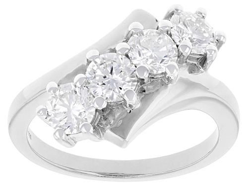 Prazana® Lab-Grown Diamonds 1.50ctw White Diamond Rhodium Over Sterling Silver Bypass Ring, H SI - Size 8