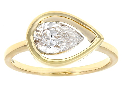 Luminescence by Prazana® Lab-Grown Diamonds 1.00ct Floating Pear Diamond 10K Yellow Gold Ring, G VS2 - Size 6