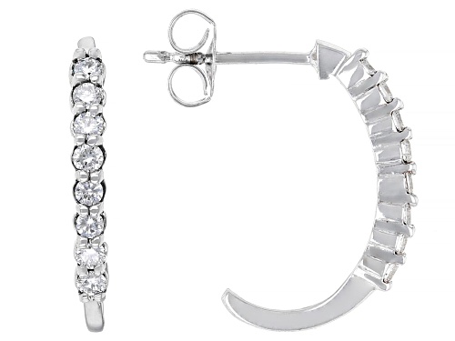 Prazana® Lab-Grown Diamonds 0.25ctw Round Diamond Rhodium Over Sterling Silver J-Hoop Earrings, H SI