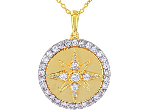 Prazana® Lab-Grown Diamonds 1.00ctw Round Diamond 14K Yellow Gold Over Silver Pendant W/Chain G-H VS