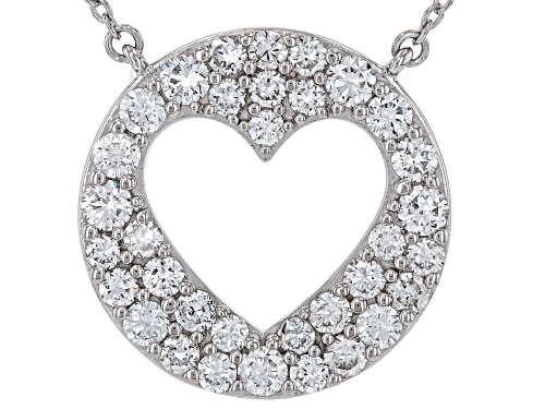 Prazana® Lab-Grown Diamonds 1.55ctw Round Diamond Rhodium Over Sterling Silver Heart Necklace G-H VS - Size 17