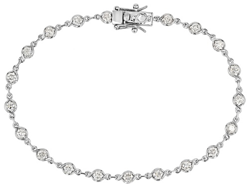 Prazana® Lab-Grown Diamonds 2.00ctw Round Diamond Rhodium Over Sterling Silver Tennis Bracelet, H SI - Size 8