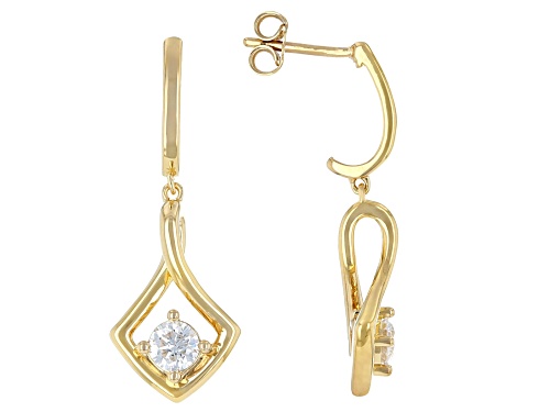 Prazana®Lab-Grown Diamonds 0.50ctw Round Diamond 14K Yellow Gold Over Silver Dangle Earrings, H SI
