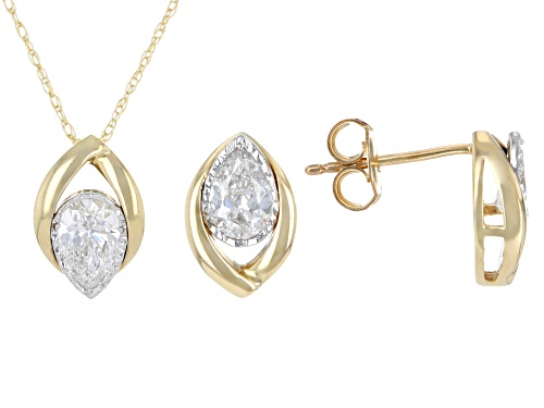 Prazana®Lab-Grown Diamonds 1.00ctw Diamond 10K Gold Stud Earring, Pendant With Chain Set, H SI