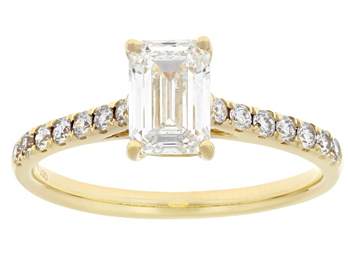 Prazana® Lab-Grown Diamonds Certified 1.25ctw Emerald Cut & Round Diamond 10K Gold Ring, H SI2 - Size 7