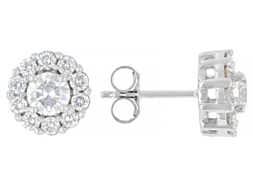 Prazana® Lab-Grown Diamonds 1.50ctw Round White Diamond 10K White Gold Halo Stud Earrings, G-H SI