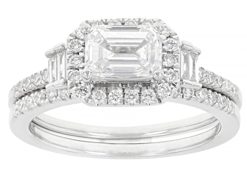 Prazana® Lab-Grown Diamonds 1.45ctw Diamond Rhodium Over Sterling Silver Halo Ring With Band F-G VS - Size 10