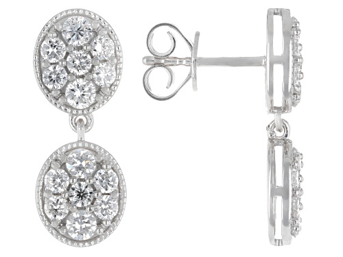 Prazana®Lab-Grown Diamonds 1.40ctw Round Diamond Rhodium Over Sterling Silver Earrings G-H VS