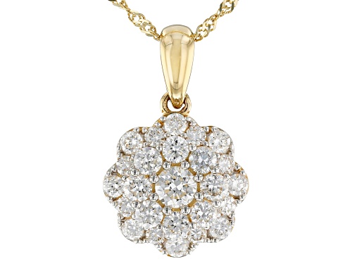 0.76ctw Round White Lab-Grown Diamond 14K Yellow Gold Cluster Pendant With 18
