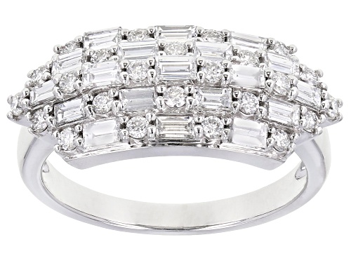 Photo of 0.88ctw Baguette And Round White Lab-Grown Diamond 14K White Gold Ring - Size 6