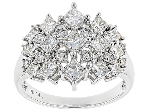 Photo of 1.85ctw Princess Cut And Round White Lab-Grown Diamond 14K White Gold Cluster Ring - Size 6