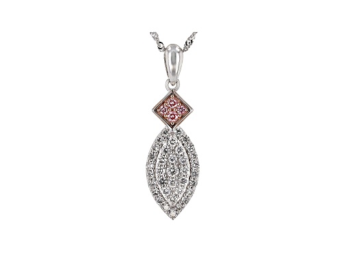 Photo of Prazana® Lab-Grown Diamonds 0.53ctw Round Pink And White Lab-Grown Diamond 14K White Gold Pendant