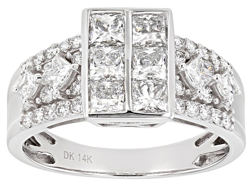 Photo of 1.74ctw Princess Cut And Round White Lab-Grown Diamond 14K White Gold Cluster Ring - Size 6