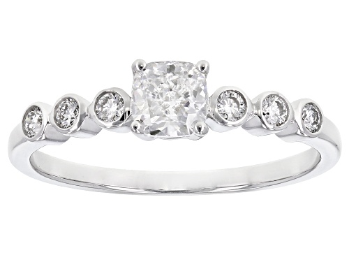 0.65ctw Cushion And Round White Lab-Grown Diamond 14k White Gold Engagement Ring - Size 7