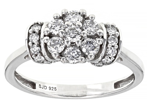 Prazana® Lab-Grown Diamonds 0.60ctw White Diamond Rhodium Over Sterling Silver Cluster Ring, G-H SI - Size 9