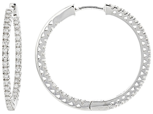 Prazana® Lab-Grown Diamonds 0.50ctw White Diamond Rhodium Over Sterling Silver Hoop Earrings