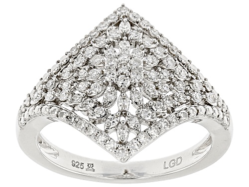 Prazana® Lab-Grown Diamonds 0.50ctw White Diamond Rhodium Over Sterling Silver Cluster Ring - Size 7
