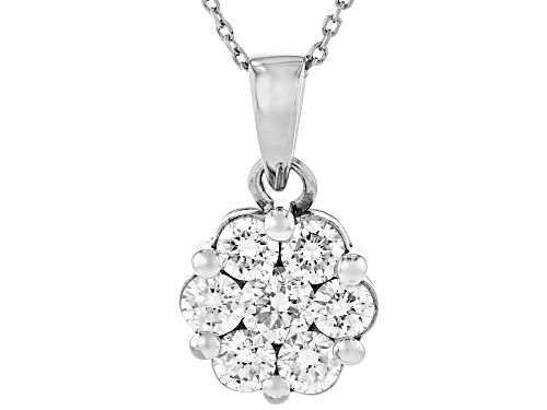 Prazana® Lab-Grown Diamonds 1.00ctw White Lab-Grown Diamond Rhodium Over Silver Pendant, H SI1